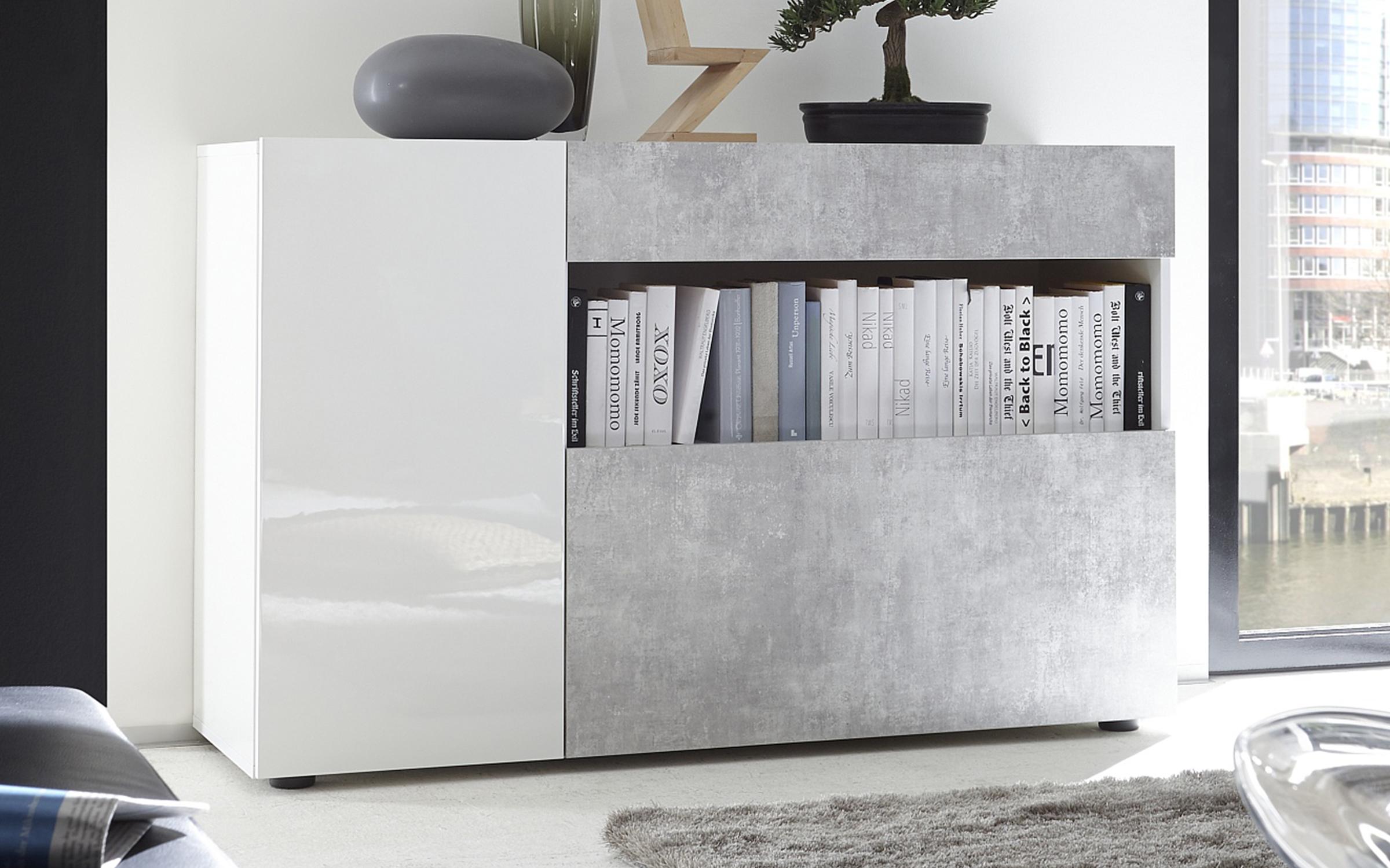 Συρταριέρα Tamira, λευκό ματ + beton  1